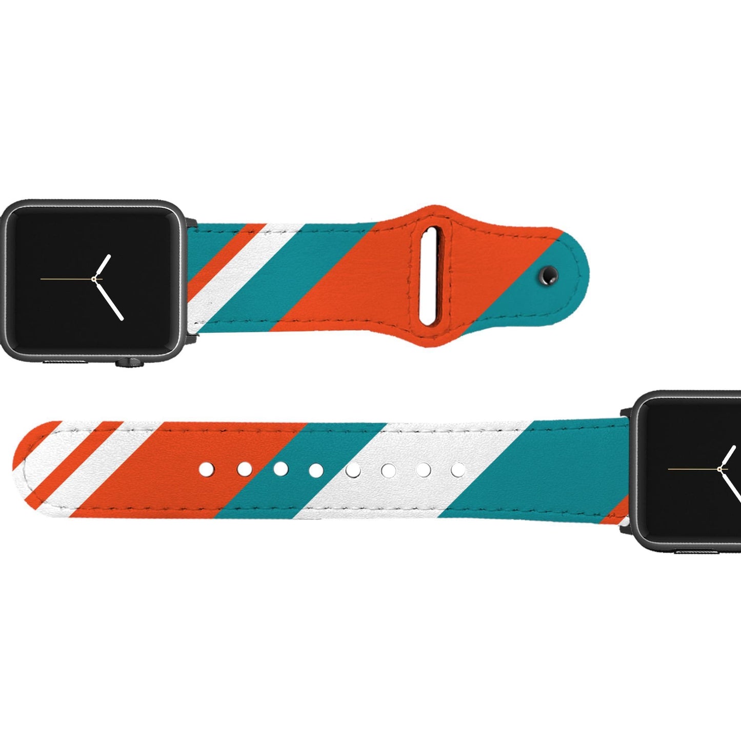 Miami Football Color Block Team Spirit Leather Apple Watch Band Apple Watch Band - Leather C4 BELTS