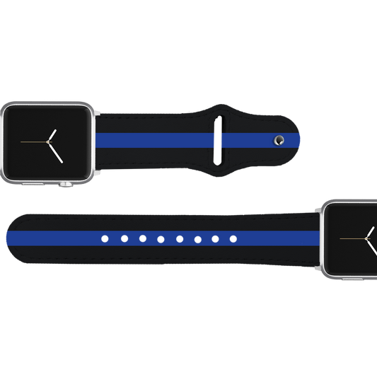 Thin Blue Line Leather Apple Watch Band