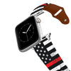 Red Stripe Flag Leather Apple Watch Band Apple Watch Band - Leather C4 BELTS