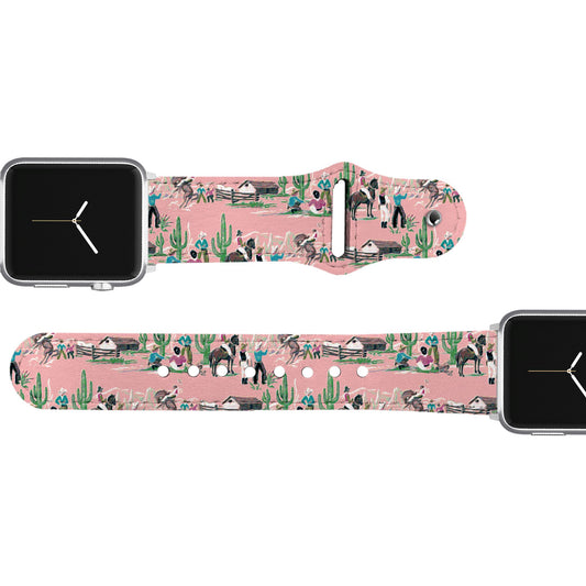 Vintage Cowboy Pink Leather Apple Watch Band Apple Watch Band - Leather C4 BELTS