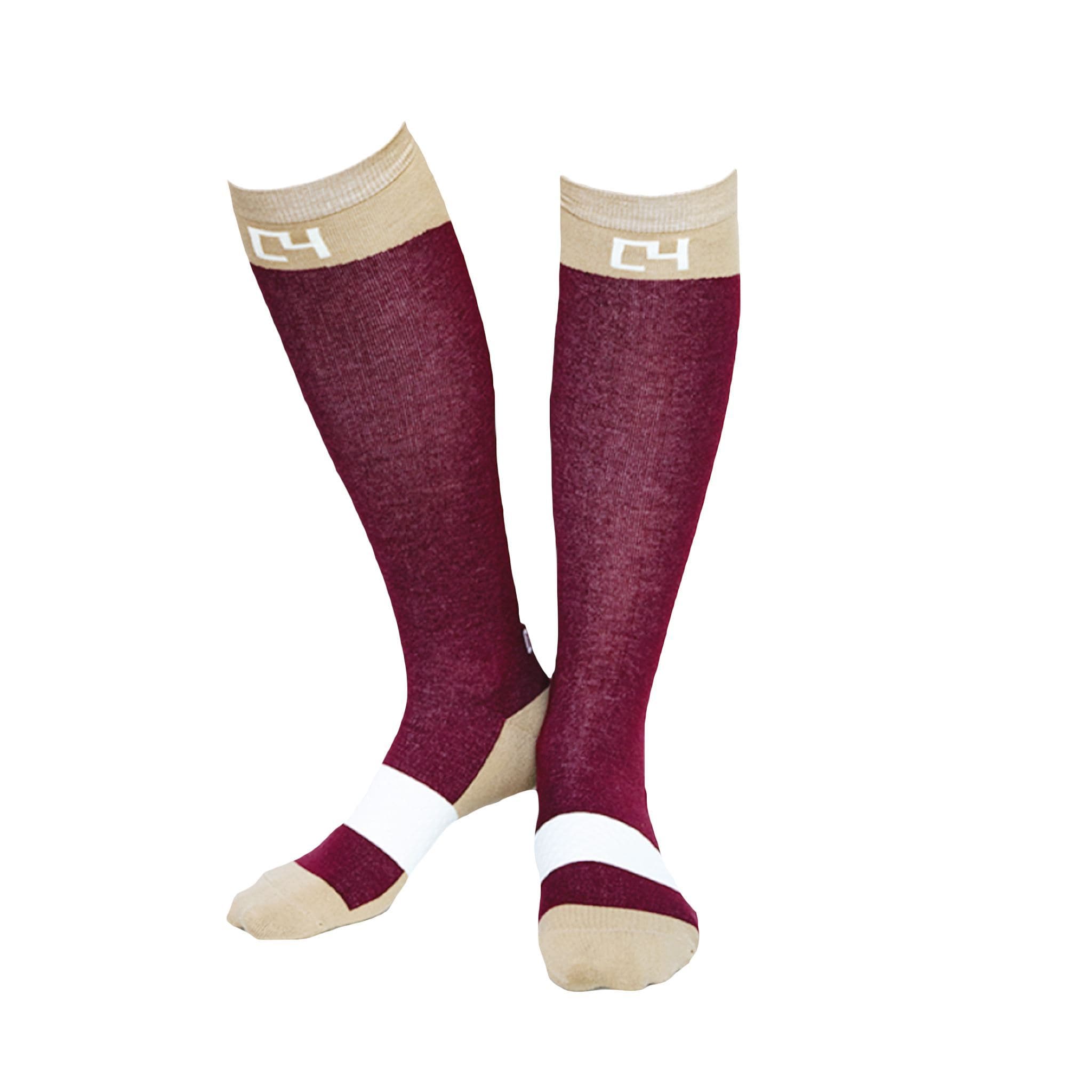 High Performance Riding Socks - Maroon & Cream socks C4 BELTS