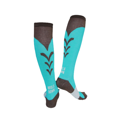 High Performance Riding Socks - Turqoiuse & Brown socks C4 BELTS