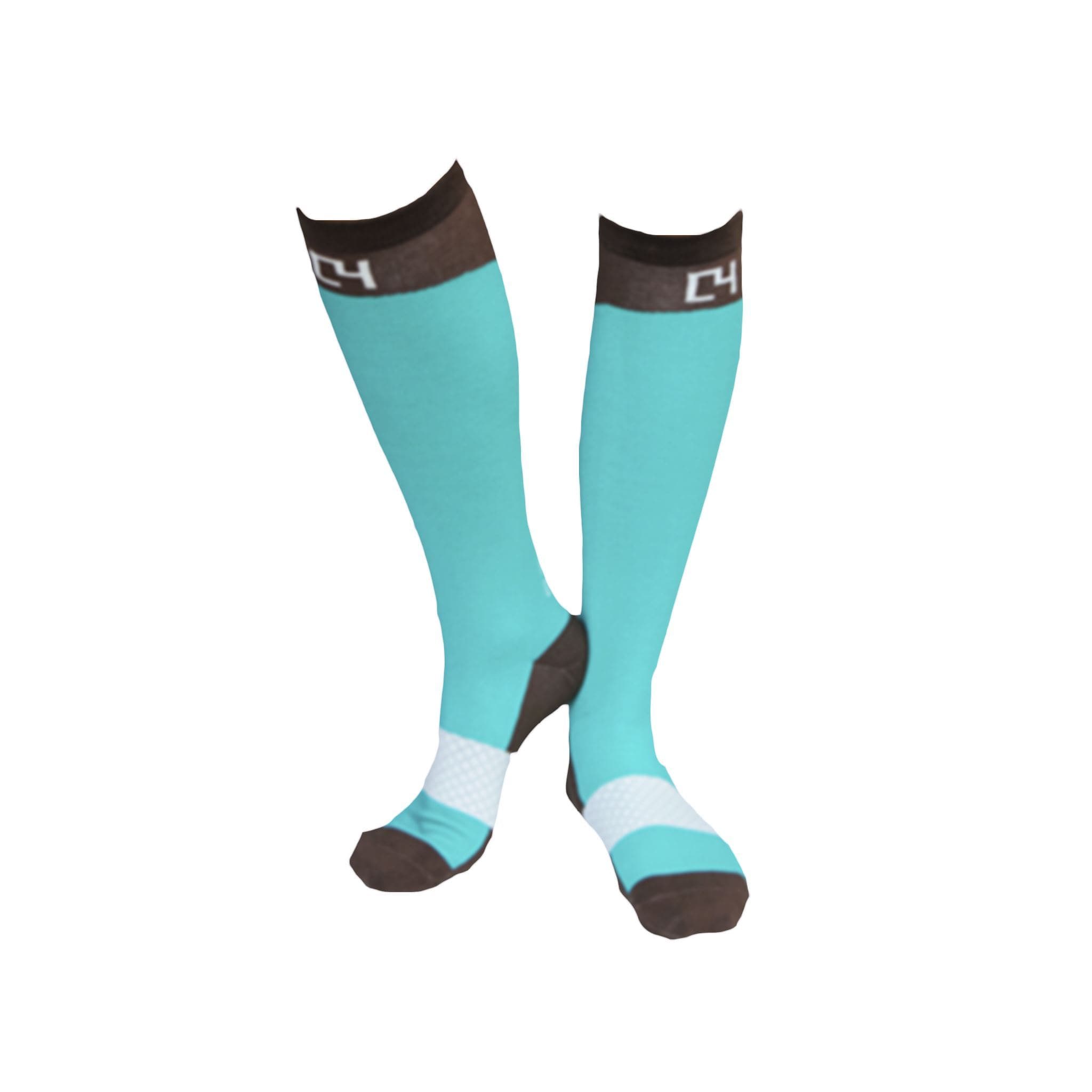 High Performance Riding Socks - Turqoiuse & Brown socks C4 BELTS