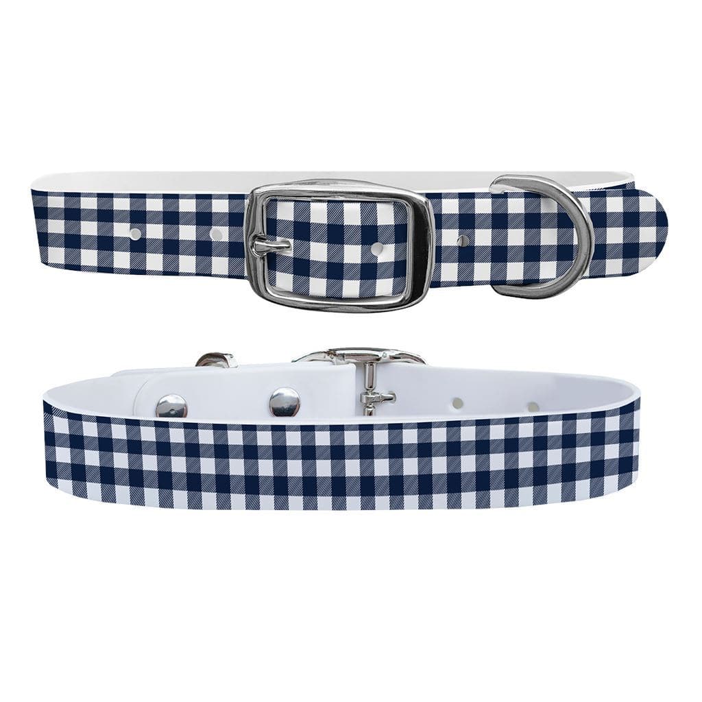Flannel Navy White Dog Collar Dog Collar C4 BELTS