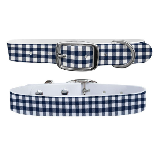Flannel Navy White Dog Collar Dog Collar C4 BELTS