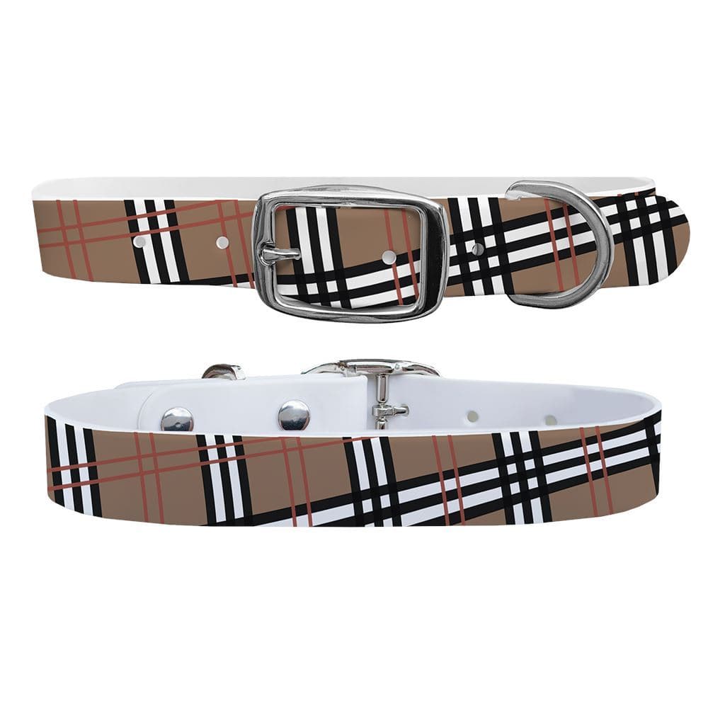 Khaki Plaid Dog Collar Dog Collar C4 BELTS