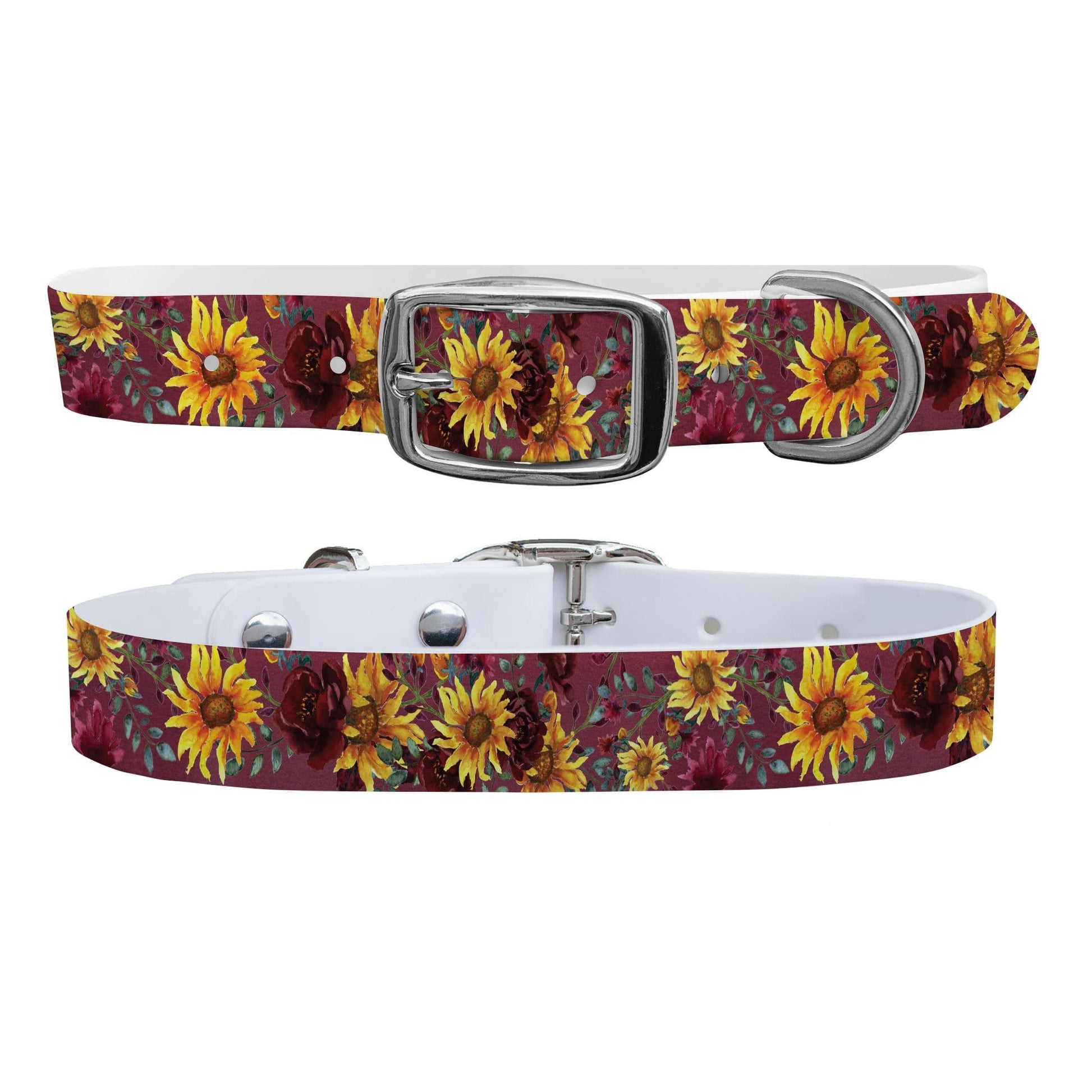 Merlot Sunflowers Dog Collar Dog Collar C4 BELTS