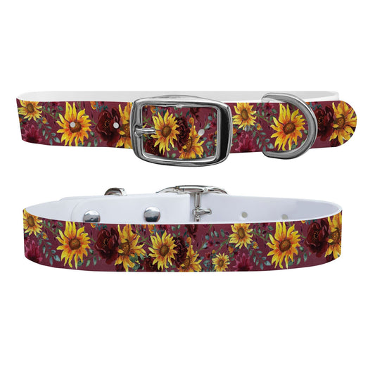Merlot Sunflowers Dog Collar Dog Collar C4 BELTS