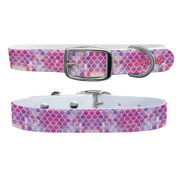 Mermaid Life Hypnotic Scales Pink Dog Collar C4