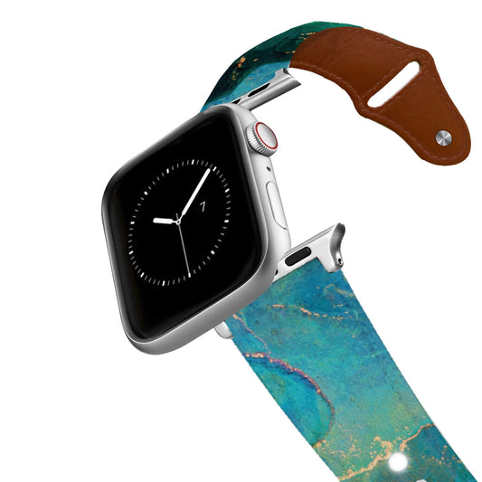 Emerald & Gold Leather Apple Watch Band Apple Watch Band - Leather C4 BELTS
