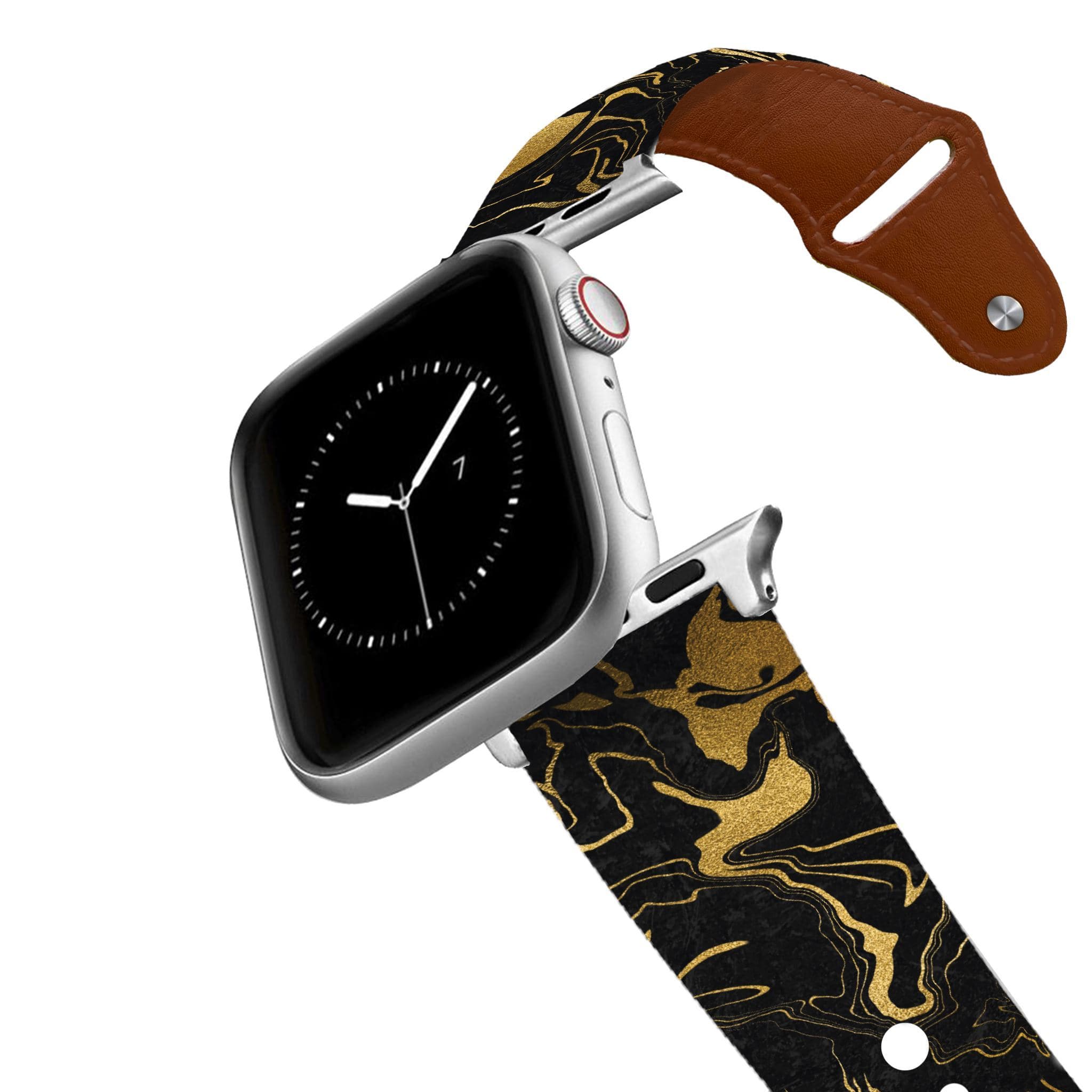 C4 Belts Leather Apple Watch Band | Gold Drip Black | Premium Leather, Sweat-proof, Comfortable | C4