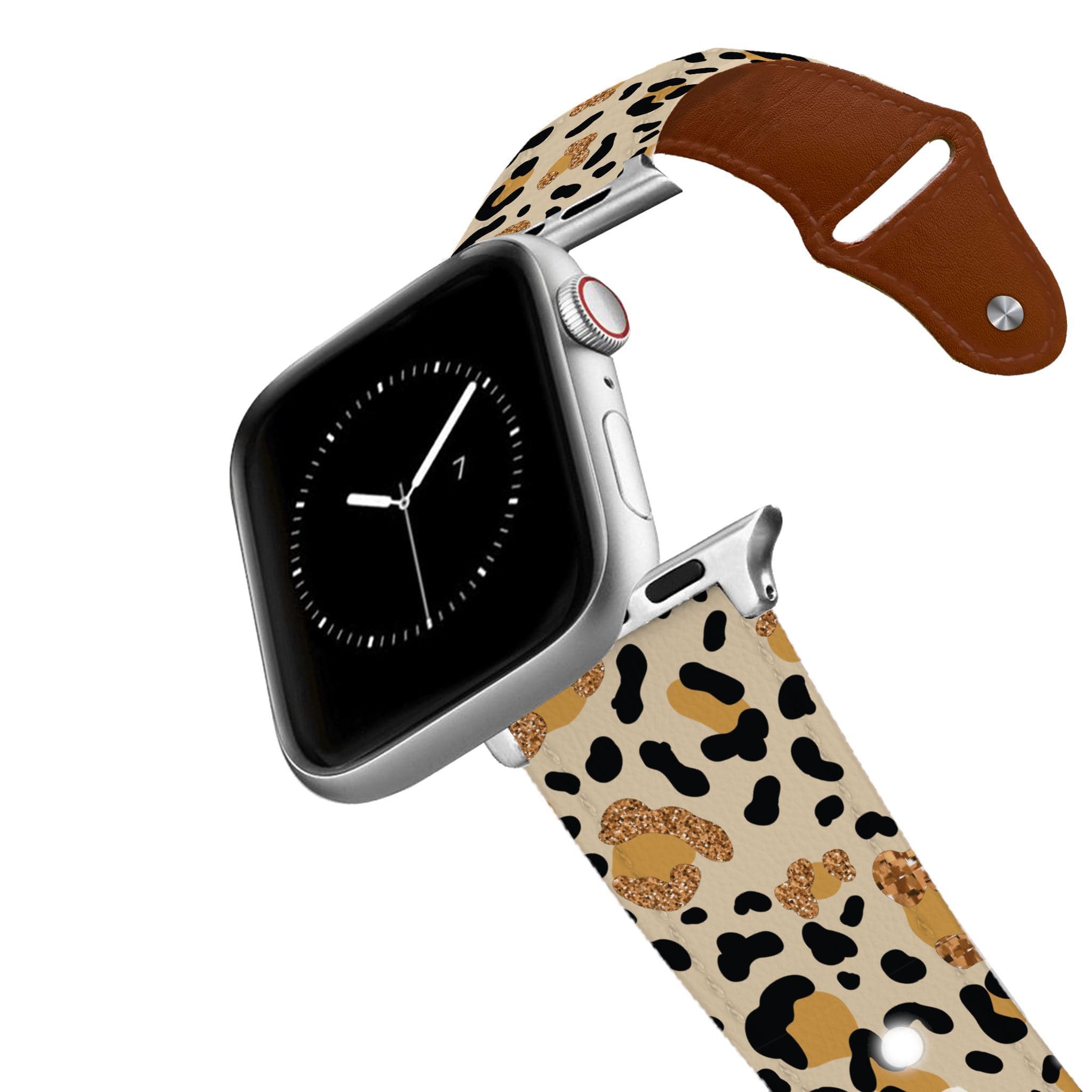 Leopard Shimmer Leather Apple Watch Band Apple Watch Band - Leather C4 BELTS