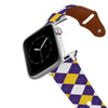Louisiana State University Argyle Team Spirit Leather Apple Watch Band Apple Watch Band - Leather C4 BELTS