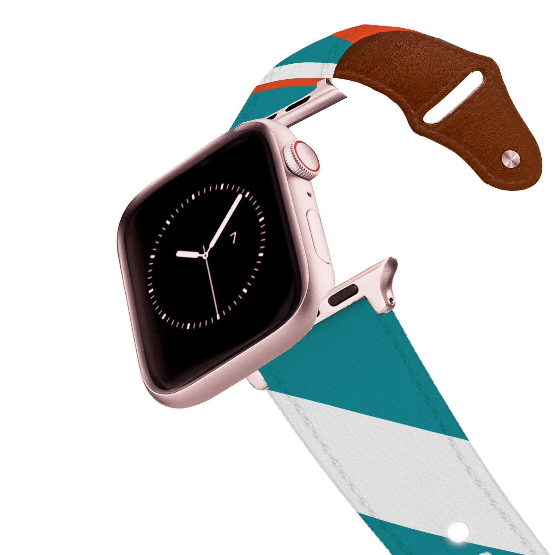 Miami Football Color Block Team Spirit Leather Apple Watch Band Apple Watch Band - Leather C4 BELTS