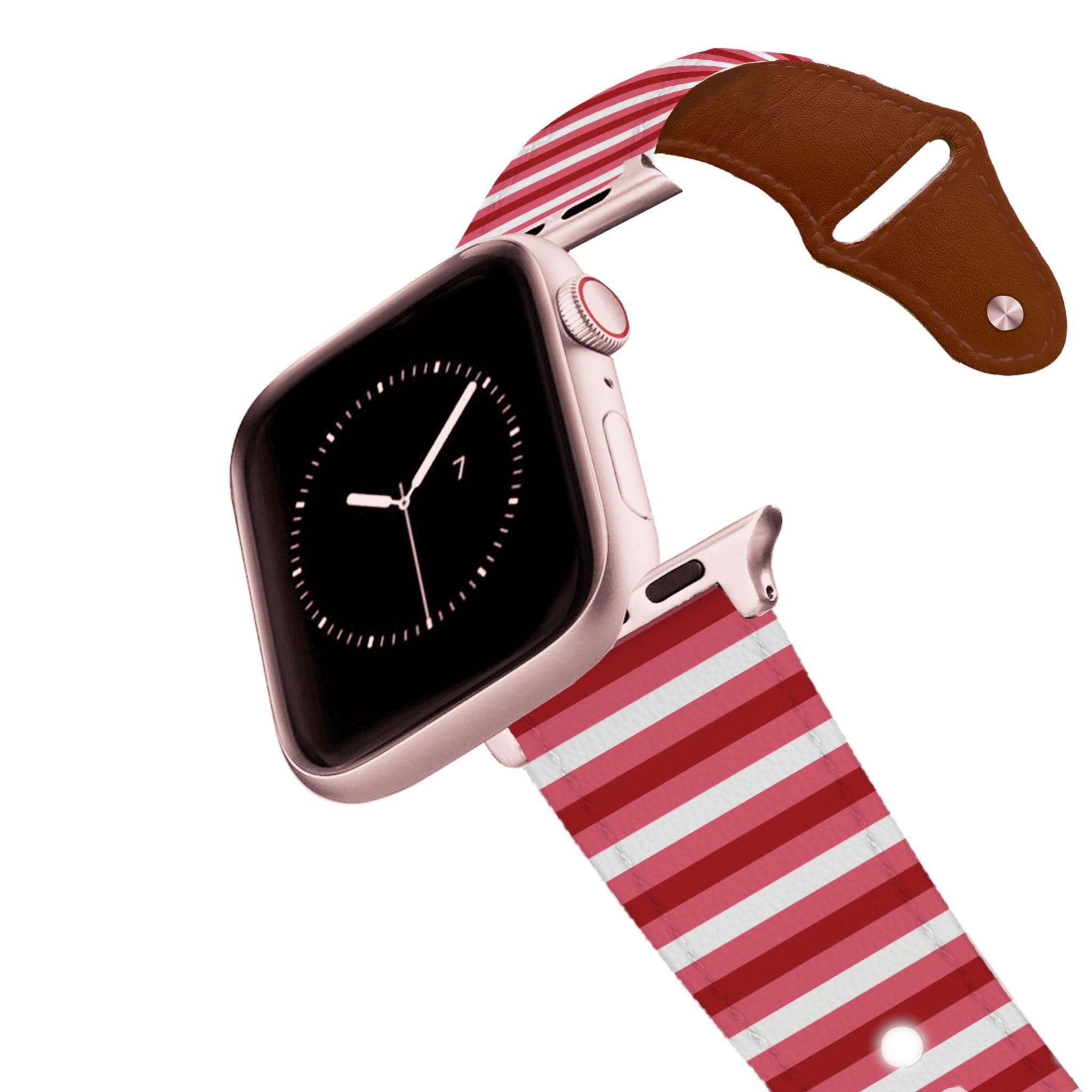 Pink Pinstripe Leather Apple Watch Band Apple Watch Band - Leather C4 BELTS