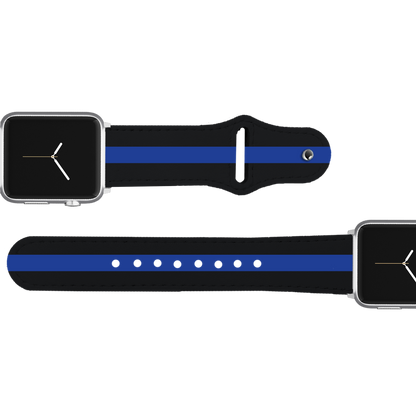 Thin Blue Line Leather Apple Watch Band