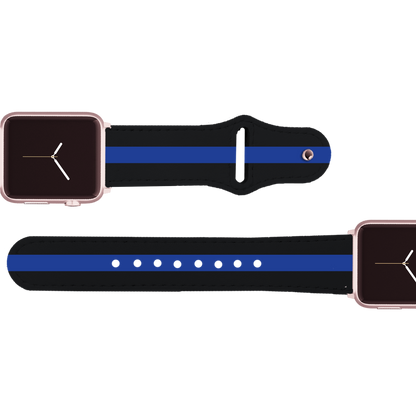 Thin Blue Line Leather Apple Watch Band