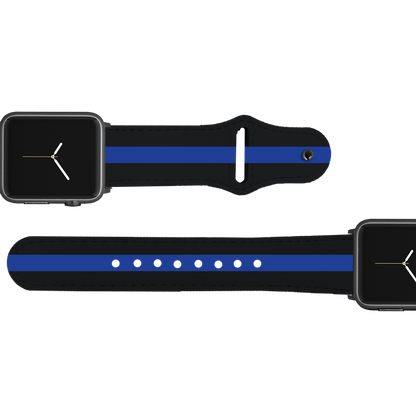 Thin Blue Line Leather Apple Watch Band