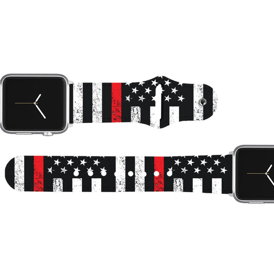 Red Stripe Flag Leather Apple Watch Band Apple Watch Band - Leather C4 BELTS