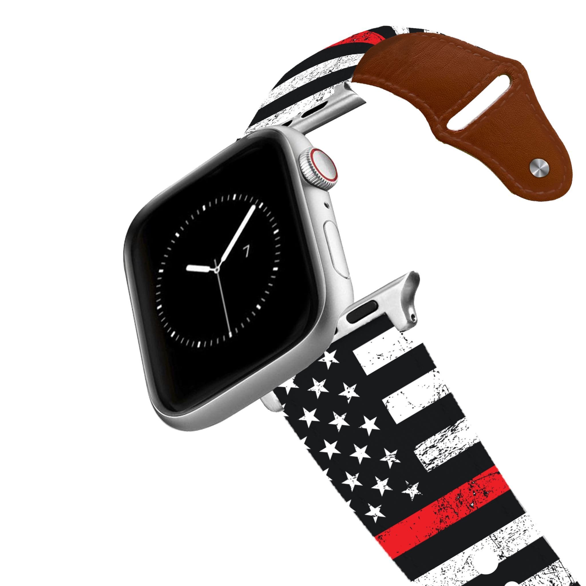 Red Stripe Flag Leather Apple Watch Band Apple Watch Band - Leather C4 BELTS