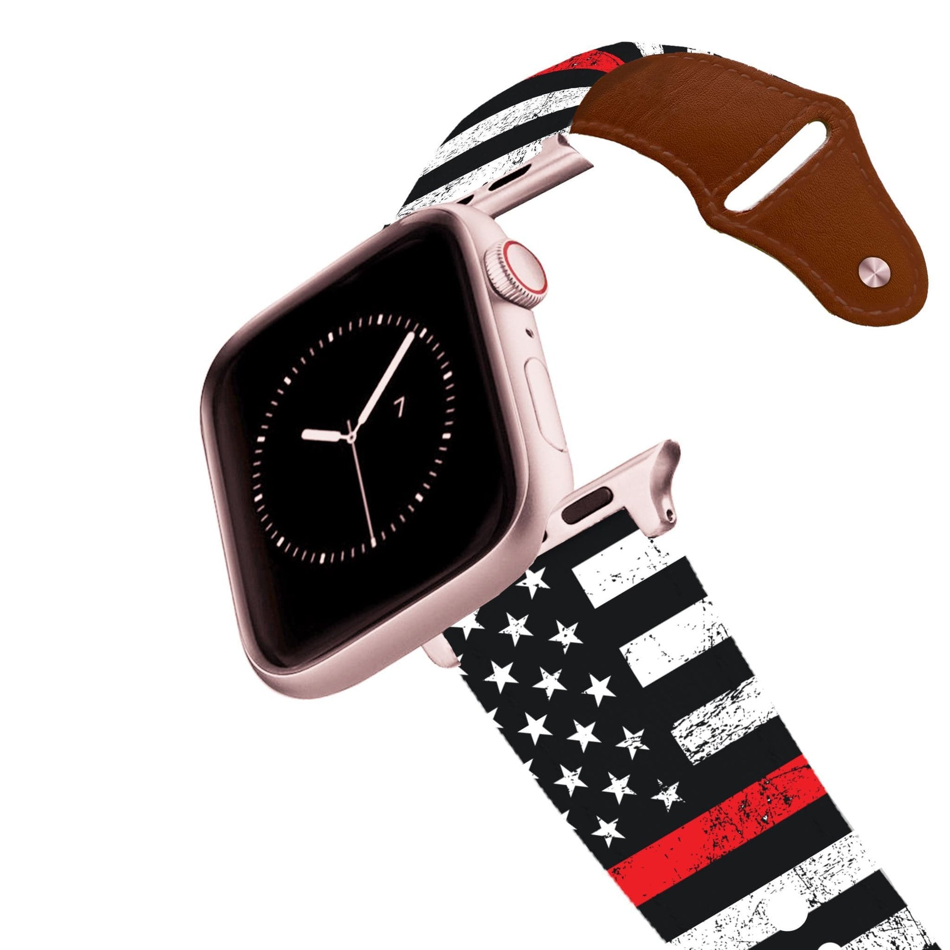 Red Stripe Flag Leather Apple Watch Band Apple Watch Band - Leather C4 BELTS