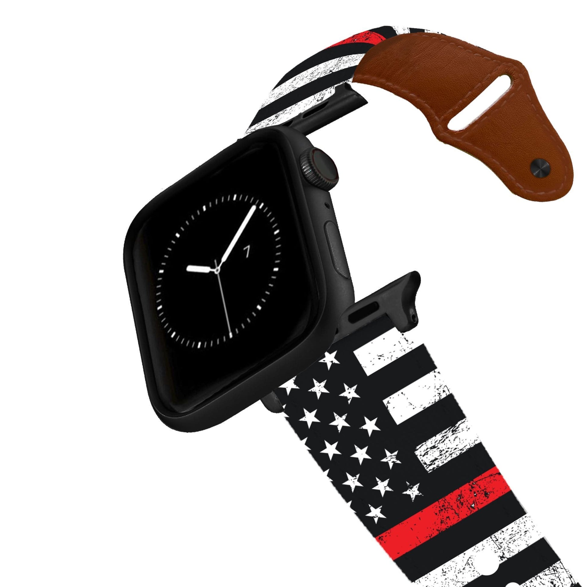 Red Stripe Flag Leather Apple Watch Band Apple Watch Band - Leather C4 BELTS