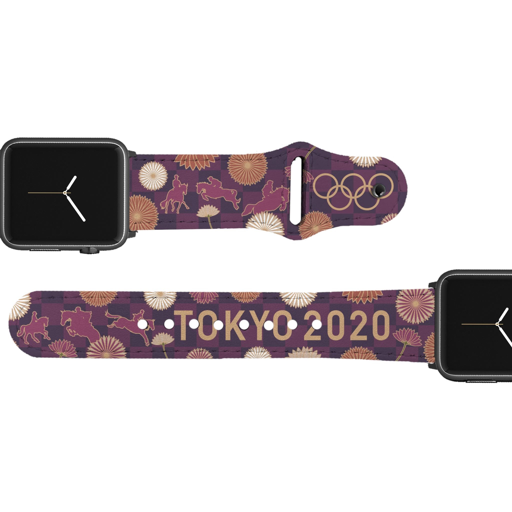 Olympic Flowers Leather Apple Watch Band Apple Watch Band - Leather C4 BELTS