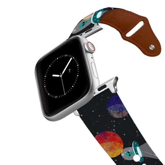 Aliens Black Leather Apple Watch Band Apple Watch Band - Leather C4 BELTS