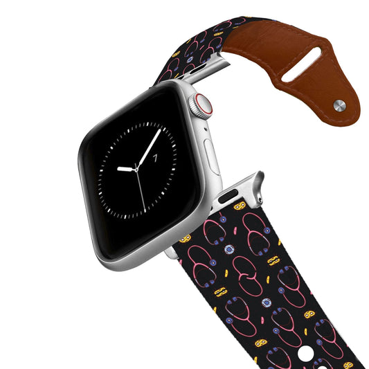 Stethoscope Black Leather Apple Watch Band Apple Watch Band - Leather C4 BELTS
