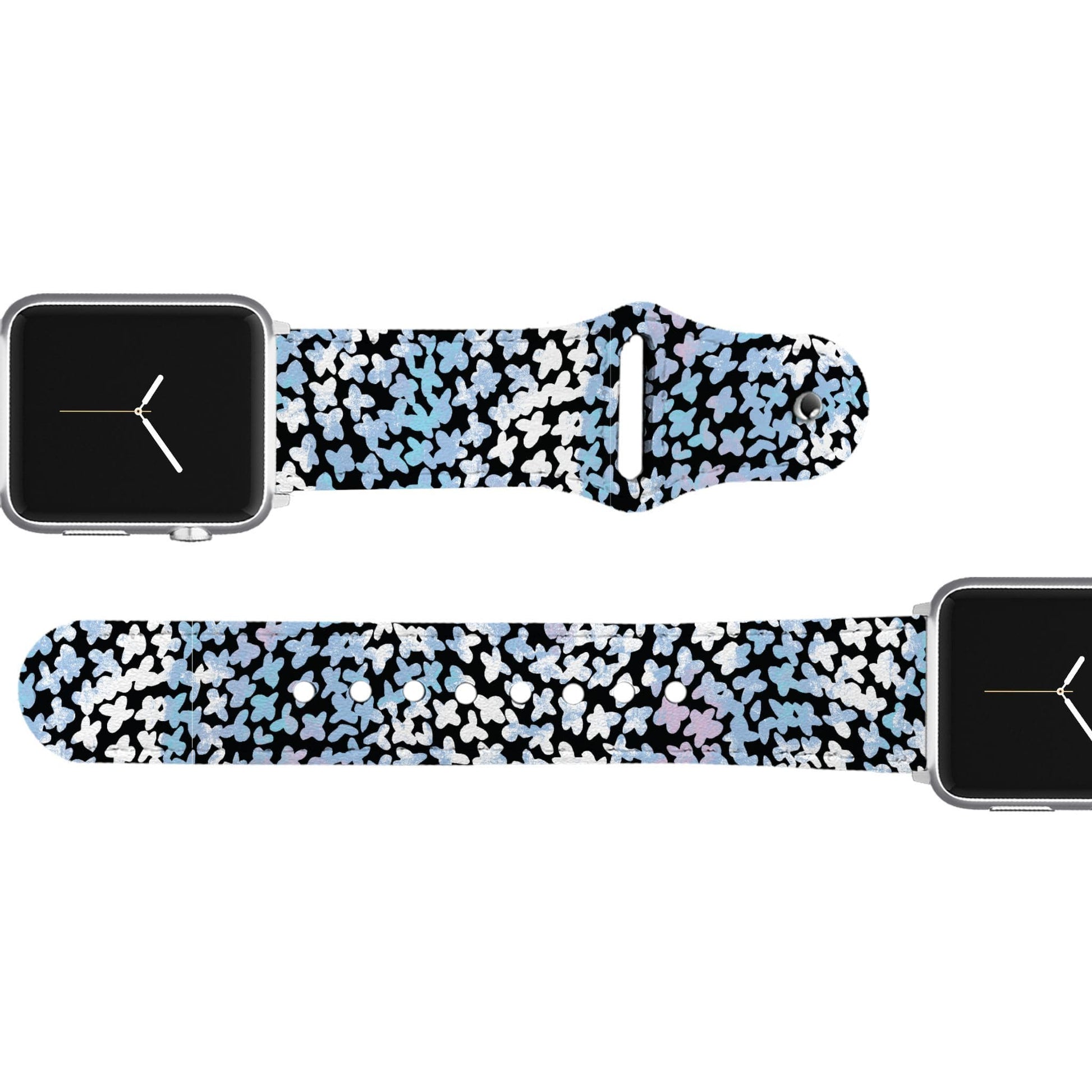 SanSoleil™ - Forget Me Not Blue Leather Apple Watch Band Apple Watch Band - Leather C4 BELTS