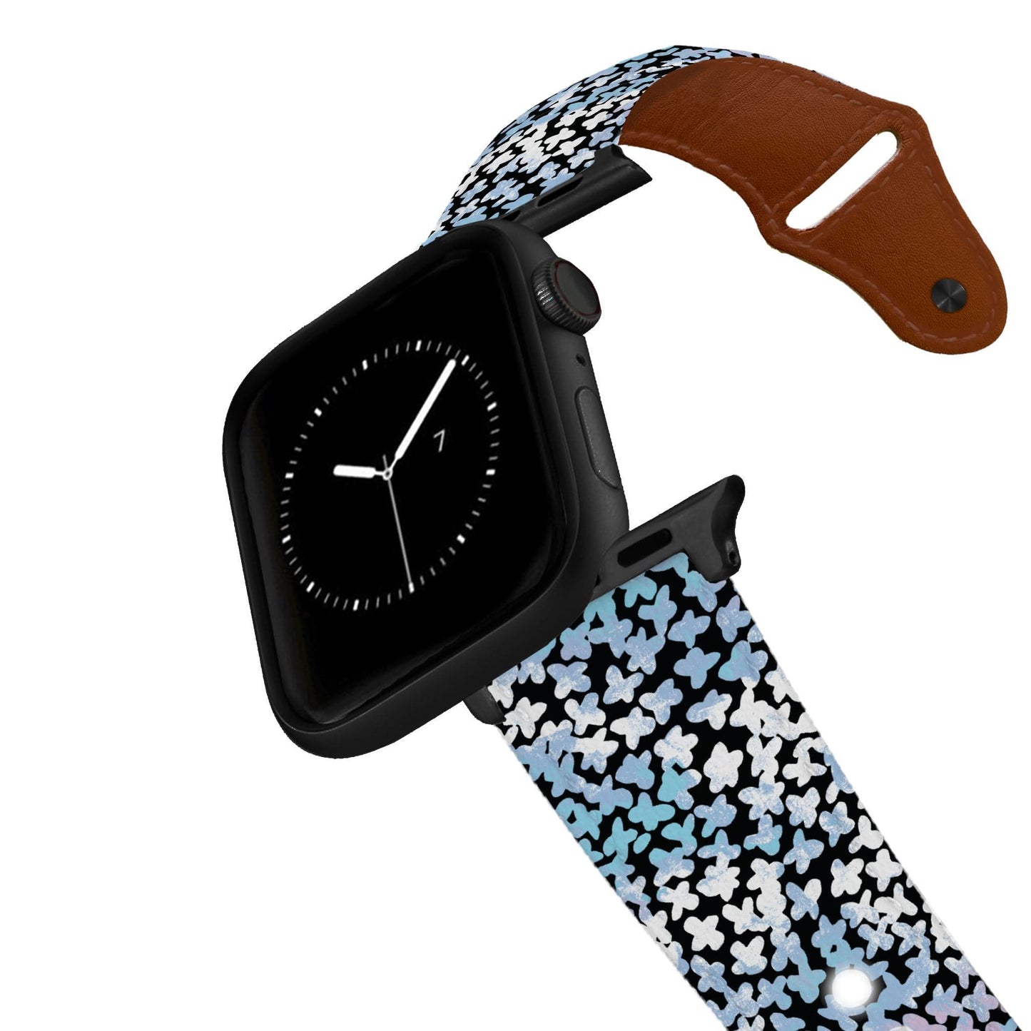 SanSoleil™ - Forget Me Not Blue Leather Apple Watch Band Apple Watch Band - Leather C4 BELTS