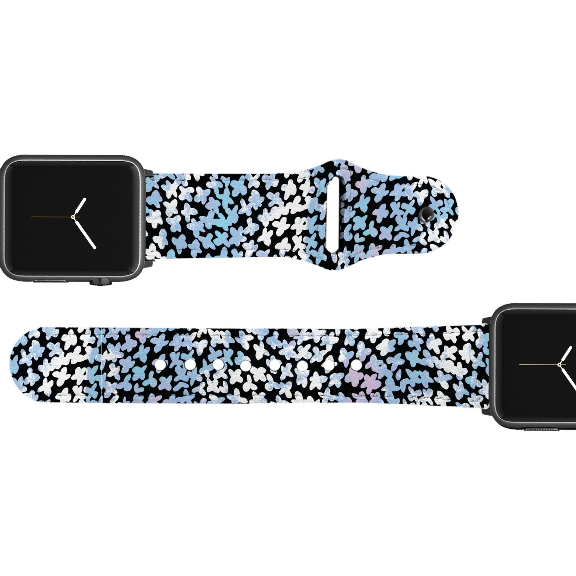 SanSoleil™ - Forget Me Not Blue Leather Apple Watch Band Apple Watch Band - Leather C4 BELTS