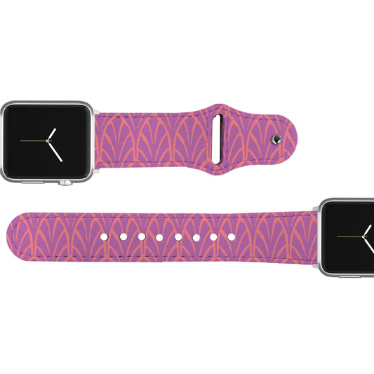 Spunkwear - Geo Palm Salmon Leather Apple Watch Band Apple Watch Band C4 BELTS