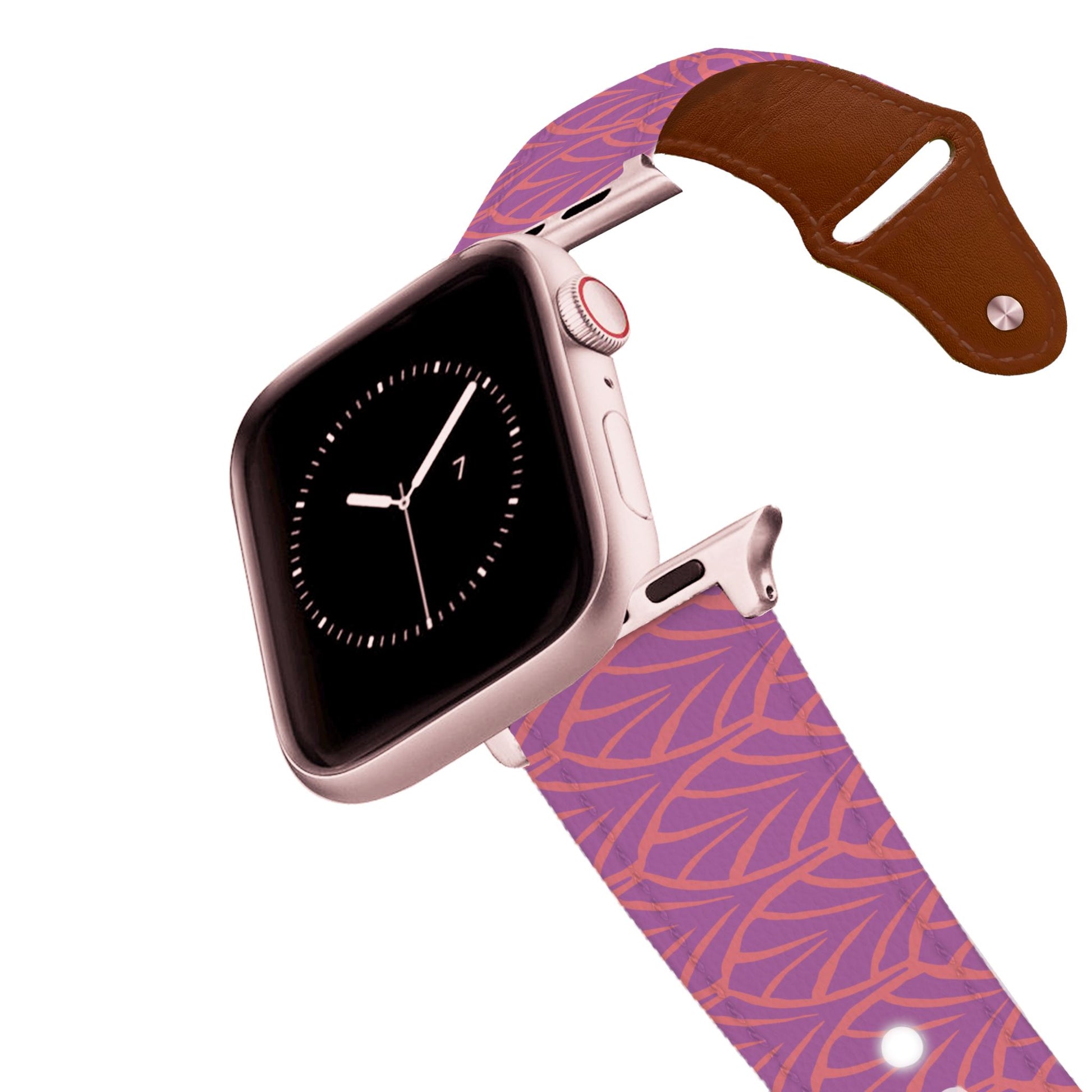 Spunkwear - Geo Palm Salmon Leather Apple Watch Band Apple Watch Band C4 BELTS