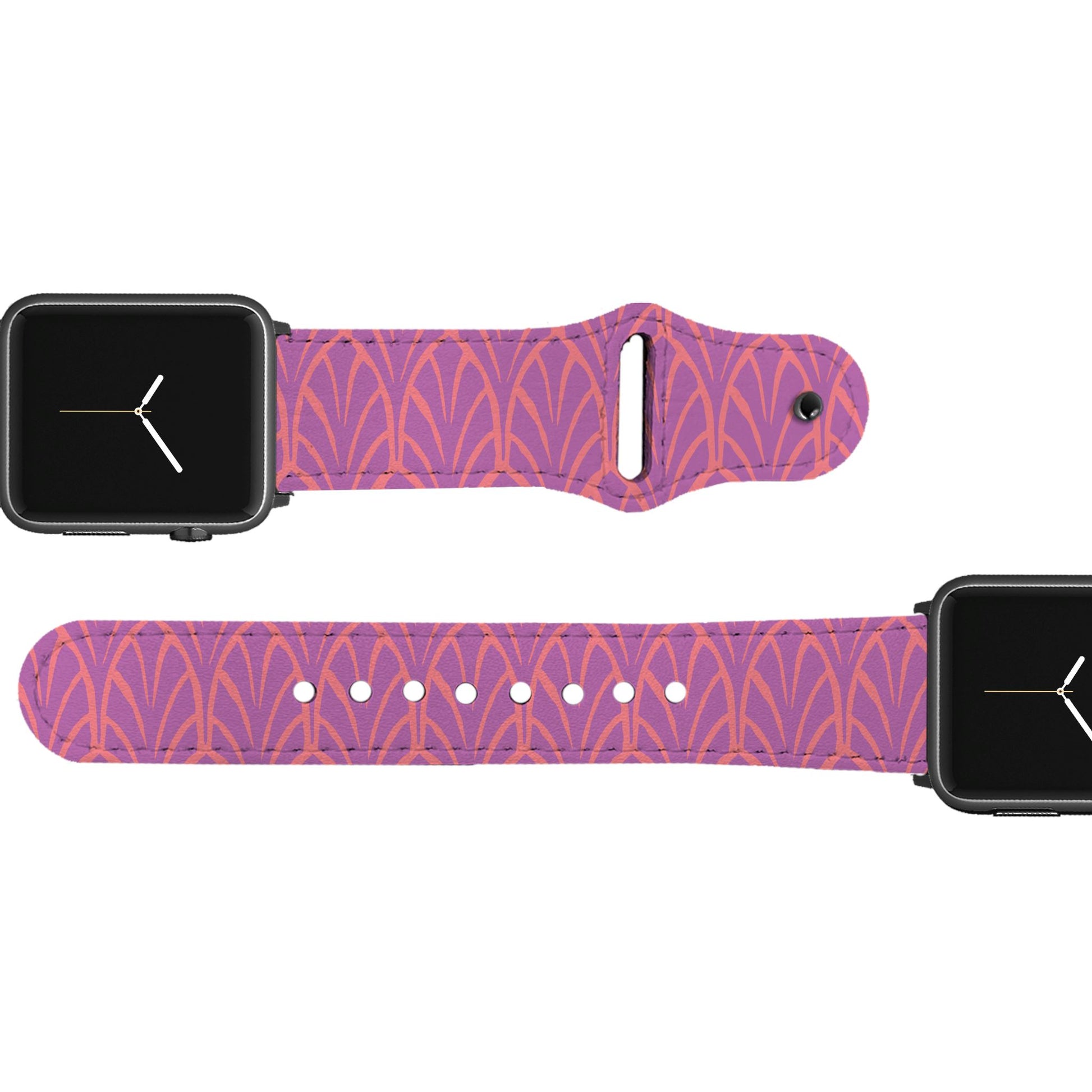 Spunkwear - Geo Palm Salmon Leather Apple Watch Band Apple Watch Band C4 BELTS